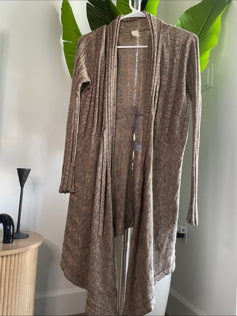 Jones New York Brown Open-Front Longline Cardigan
